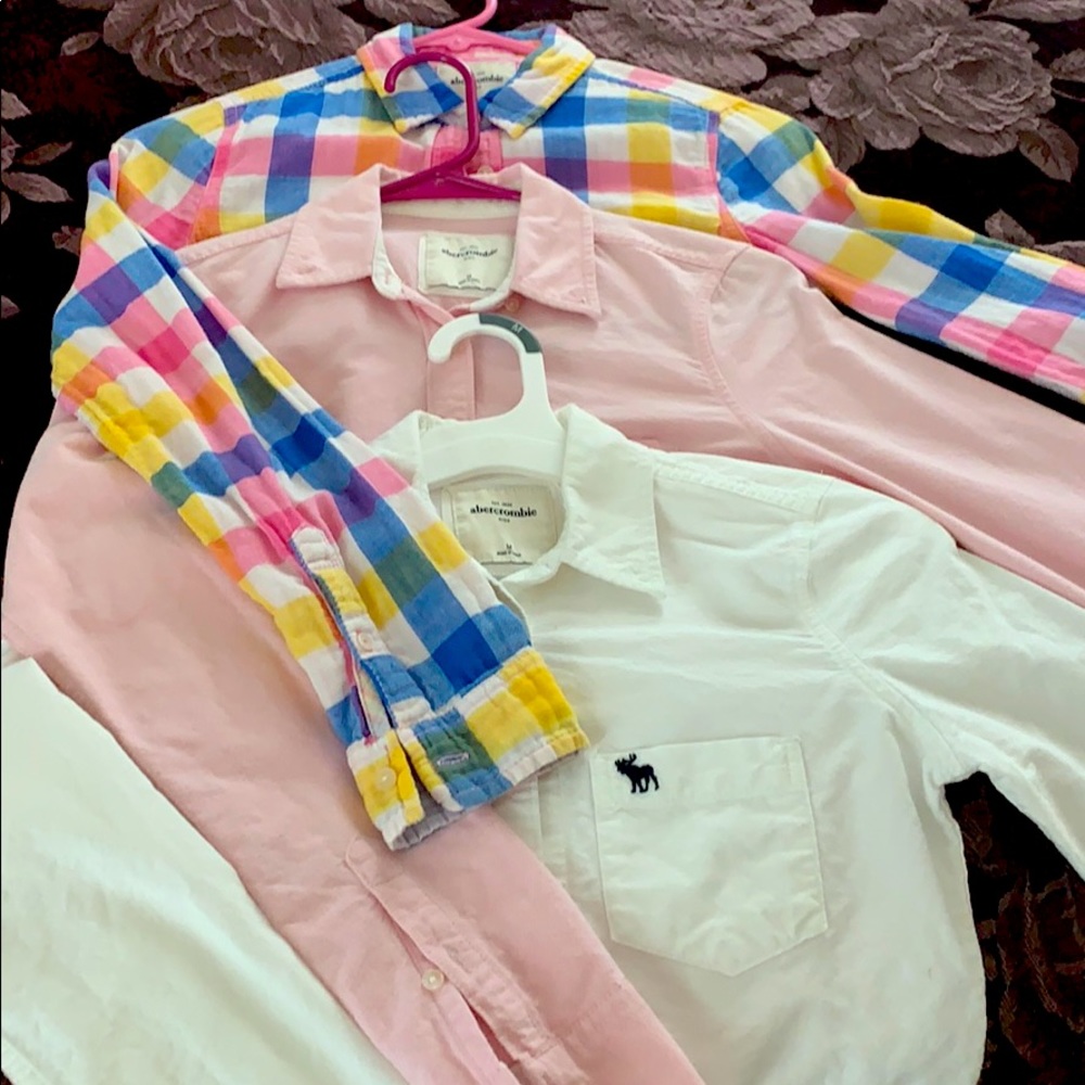 Three Abercrombie kids button down shirts